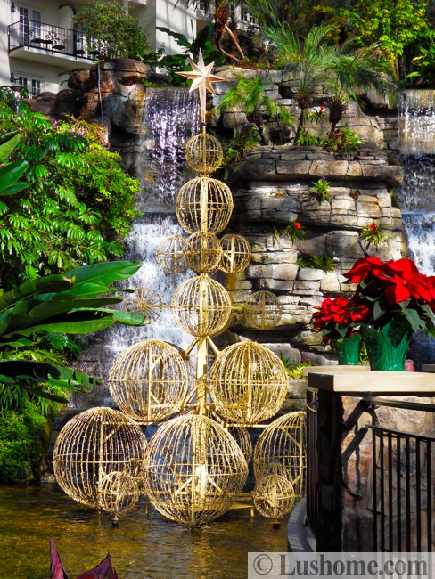 winter holiday decor glass roof indoor gardens outdoor lights