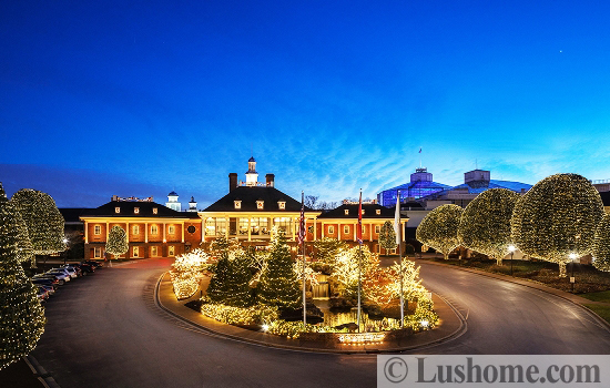 winter holiday decor glass roof indoor gardens outdoor lights