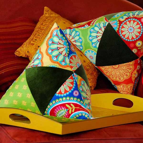 colorful pyramid pillows
