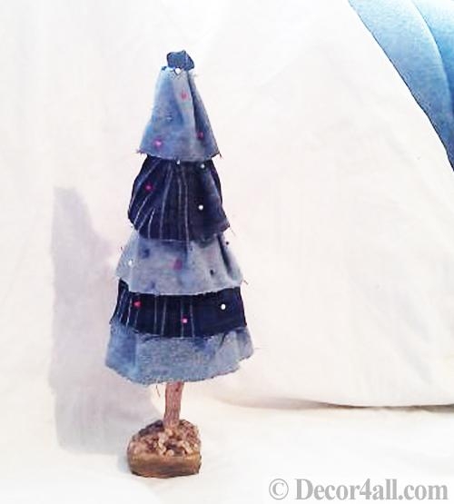 winter craft ideas recycle denim fabric holiday decorations
