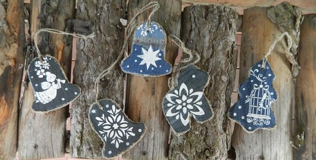winter craft ideas recycle denim fabric holiday decorations