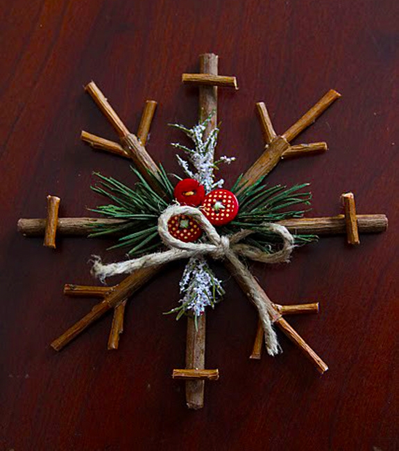 wood snowflake recycled crafts