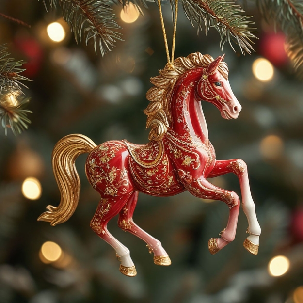 red horse winter holiday decorations