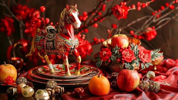 red horse winter holiday decorations