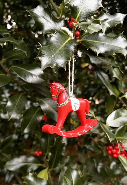 red horse winter holiday decorations