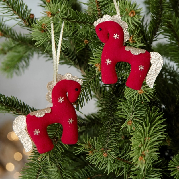 red horse winter holiday decorations