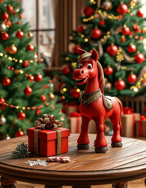 red horse winter holiday decorations