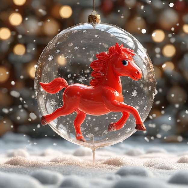 red horse christmas ball