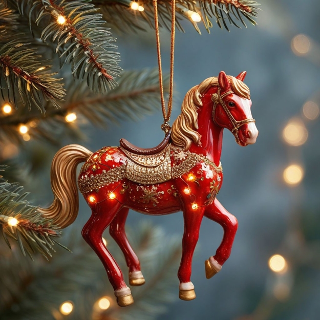 red horse winter holiday decorations