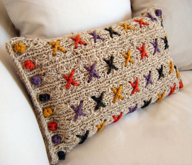 knitted pillow cross stitch embroidery