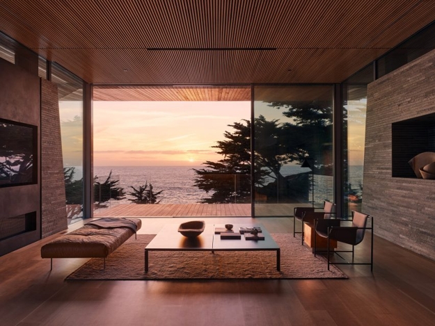 living room glass wall design