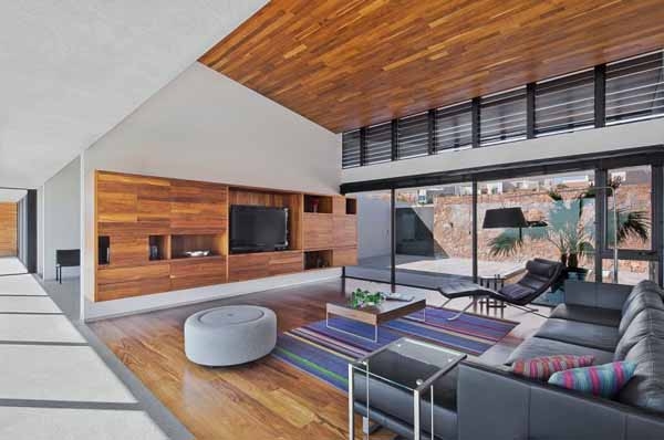 living room design wood ceiling