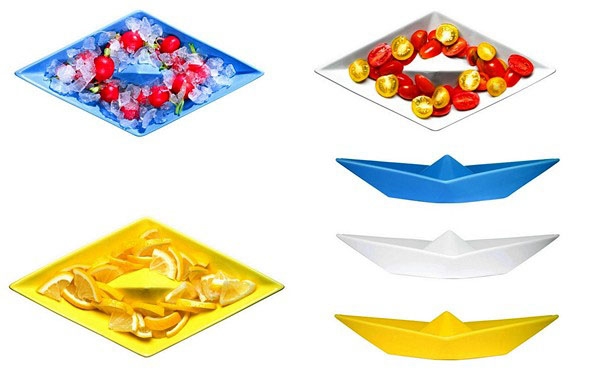 colorful plates boat shapes