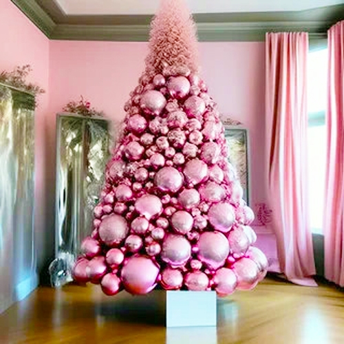 original pink christmas ball tree