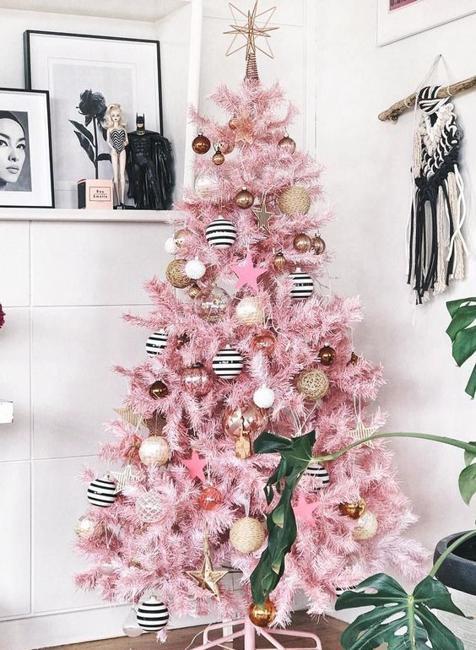 winter holiday decorations pink colors