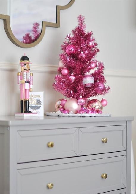 winter holiday decorations pink colors