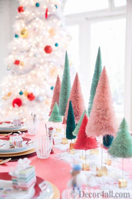 winter holiday decorations pink colors