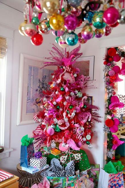 winter holiday decorations pink colors
