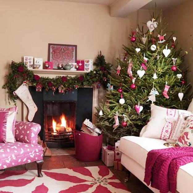 pink christmas colors home decorating ideas