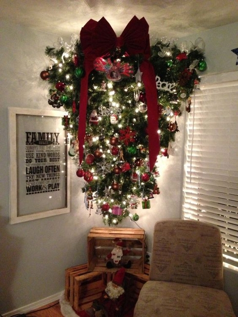 upside down christmas tree space saving ideas