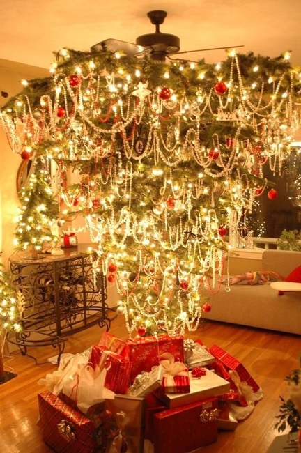 upside down christmas tree space saving ideas