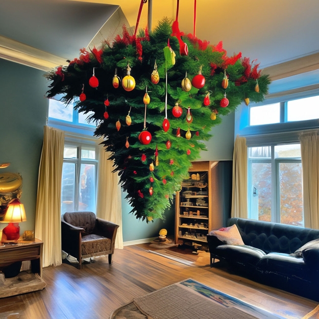 upside down christmas tree space saving ideas