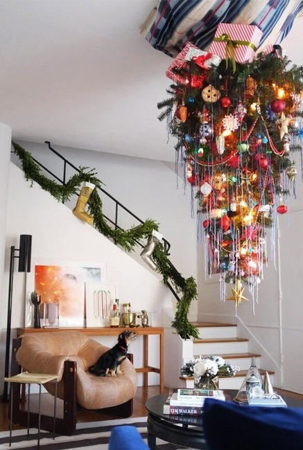 upside down christmas tree space saving ideas