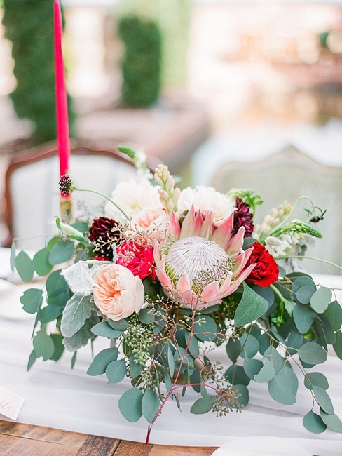floral centerpiece idea red candle