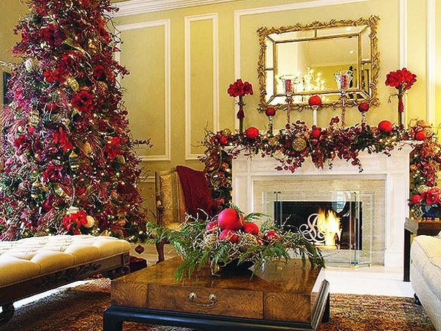 classic christmas colors living room decorating