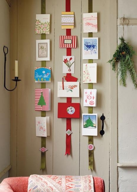 vintage christmas card displays wall decorating ideas