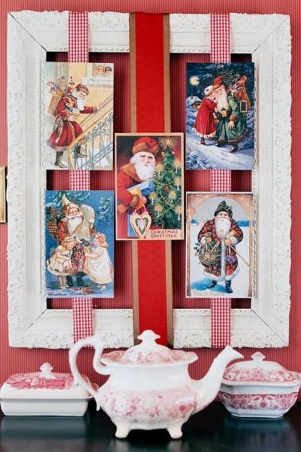 vintage christmas card displays wall decorating ideas