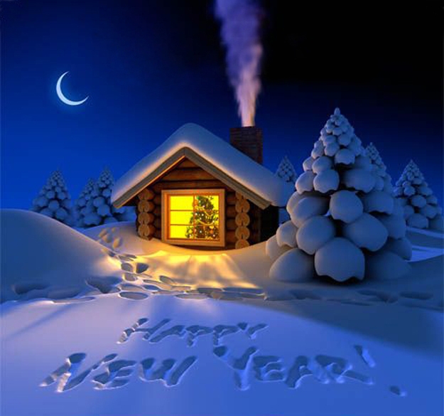 little cottage snow winter scene