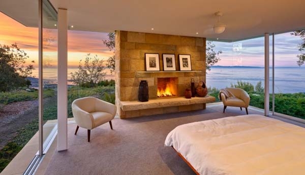 bedroom design fireplace wall