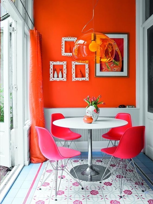 modern wall paint orange accents