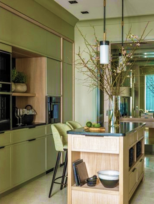 green kitchen cabinets