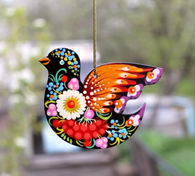 colorful bird hand painted home decoration