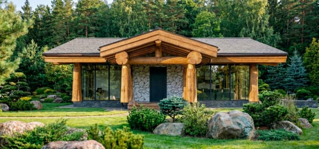 front door log house exterior