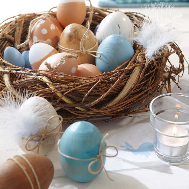 wooden eggs rustic basket