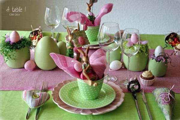 spring decorating easter decorations green pink colors