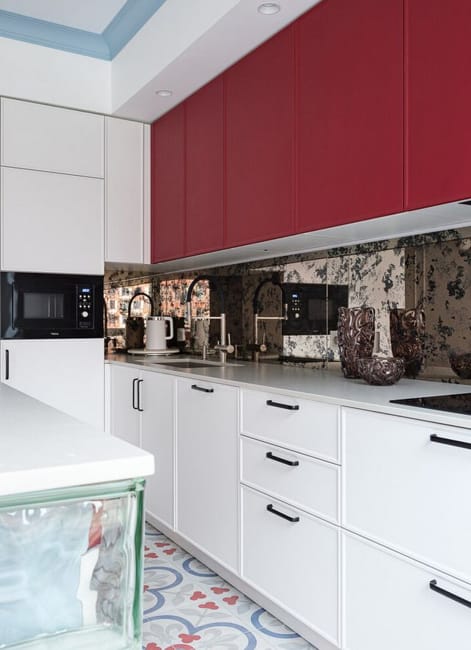 aged mirror backsplash design