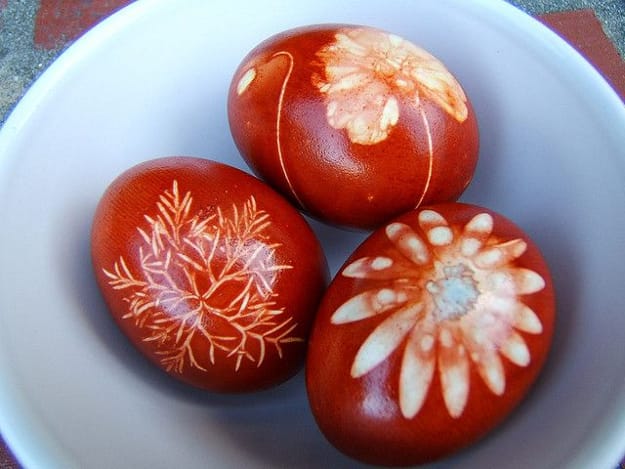 brown eggs floral pattern