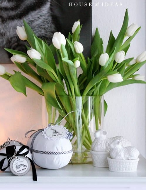 ceramic figurines white tulips