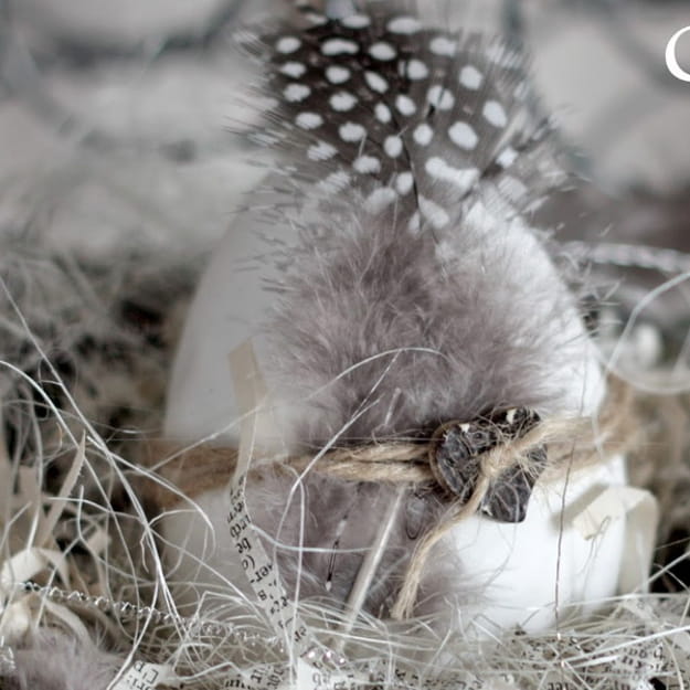 feather egg decoration