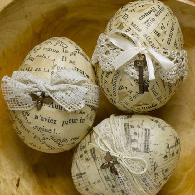 lace ribbons egg decorating