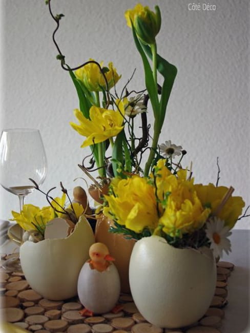 yellow flower eggshell arrangements