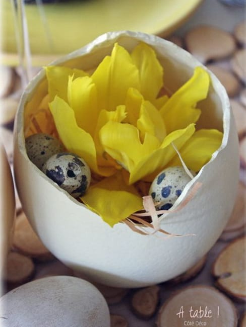 tiny eggs yellow flower arrangement